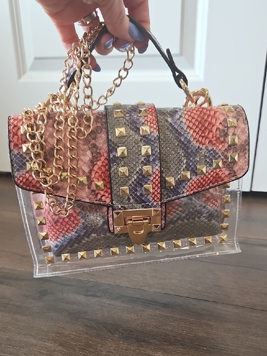 Handbags - NWOT Studded Snakeskin Women's Bag + Pouch Set
